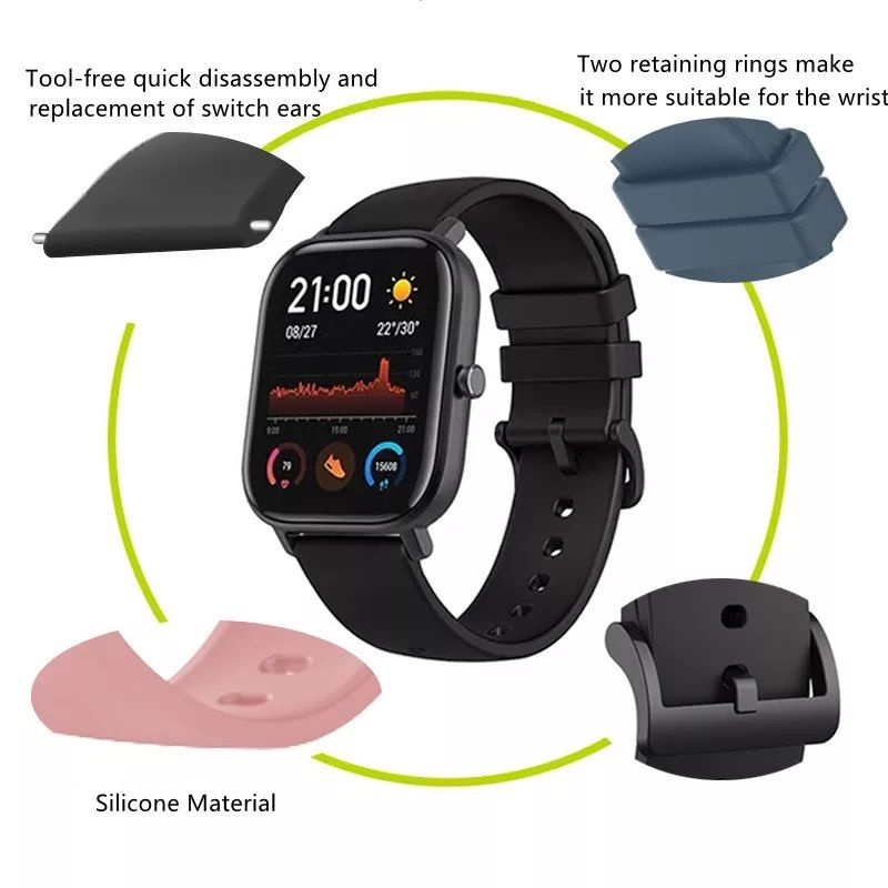 Strap Silikon 20mm Tali Jam Tangan For Xiaomi Huami Amazfit Garmin Samsung Huawei Honor