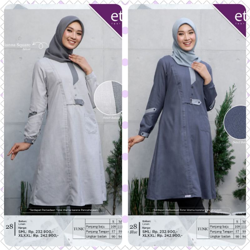 TUNIK ETHICA MEGUMI 28 SILVER GREY NIGHT SHADOW