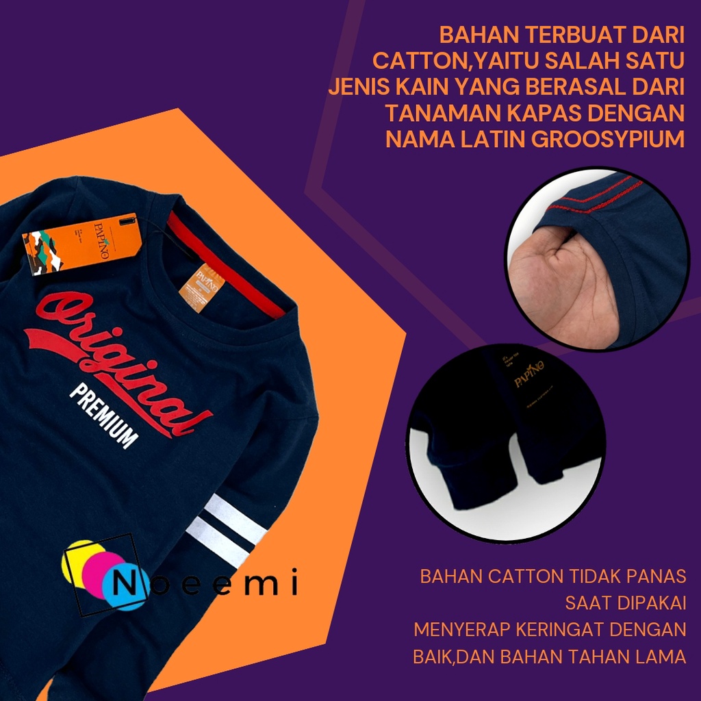 Papino Baju Anak Laki Laki 1-12 Tahun Lengan Panjang Cowok Dan Wanita Navy