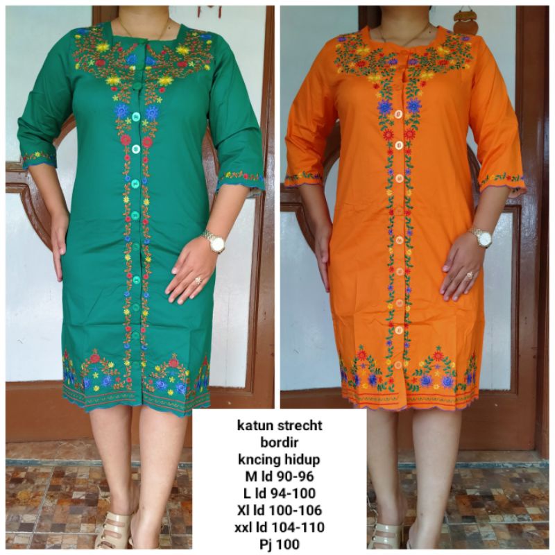 Dress bunga timbul bordir