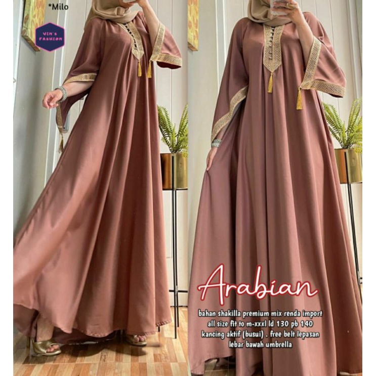 BAJU MUSLIM LEBARAN TERBARU | KAFTAN ARABIAN | BAHAN SHAKILA PREMIUM | GAMIS UKURAN SUPER JUMBO