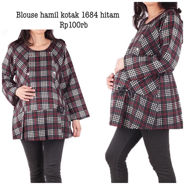 Baju hamil 9month kotak 1684 hitam | Shopee Indonesia