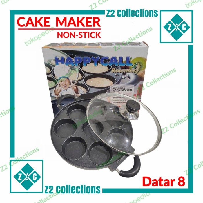 Loyang Kaca - Happy Call Cetakan Kue 8 Lubang Datar Loyang Martabak Mini Tutup Kaca
