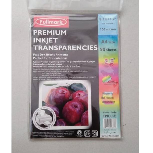 

Transparencies - Fullmark Premium Inkjet Transparencies A4 (KODE 5082)