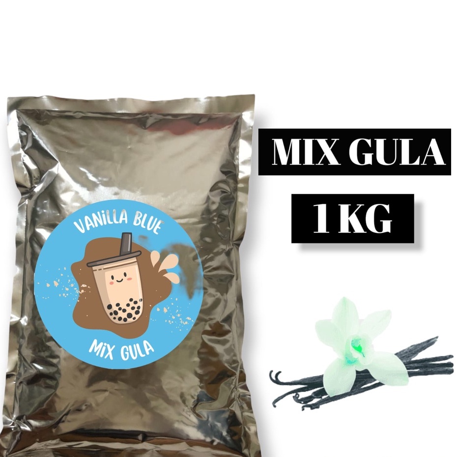 

BUBUK MINUMAN BOBA / SERBUK MINUMAN / POWDER DRINK RASA VANILLA BLUE / VANILA BLUE 1KG MIX GULA