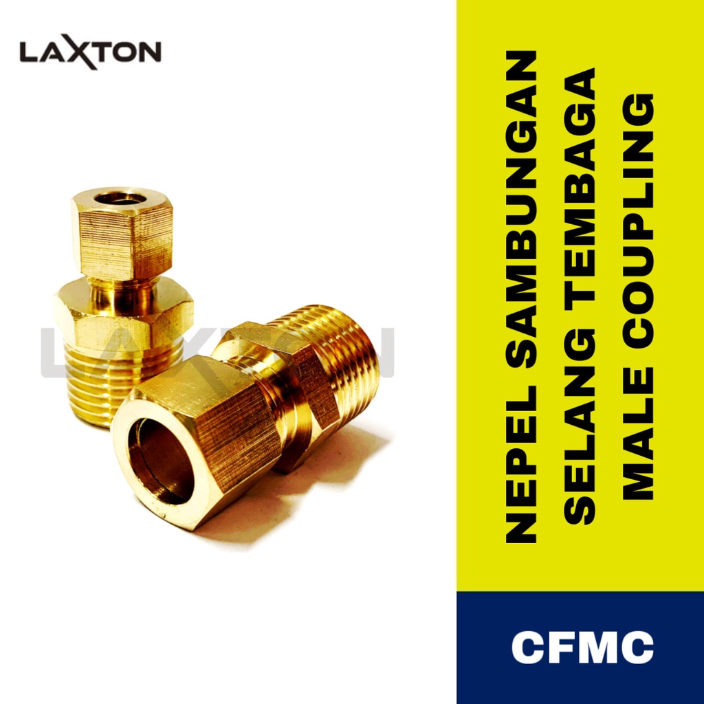 Compression Fitting Nepel Sambungan Selang Tembaga Male Coupling 1/2