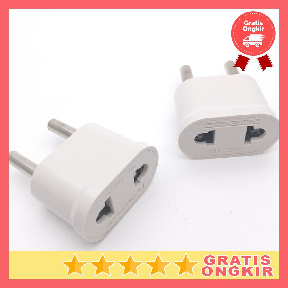 (MAINANKYU) Adapter dan Konverter Travel US to EU 1 PCS - WN-20 - White