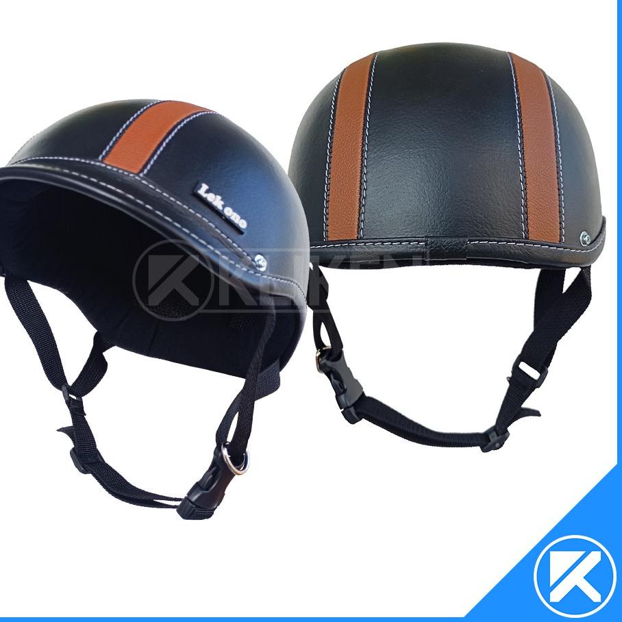 <E-AMT <♫ Helm Sepeda Retro "LEK ONO" Dewasa Kulit Sintetis Dengan Kacamata <kekinian