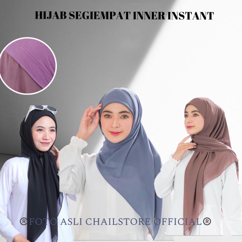 HIJAB SEGI EMPAT INSTAN PLUS INNER 2IN1 / CERUTY BABYDOLL 2 LAYER