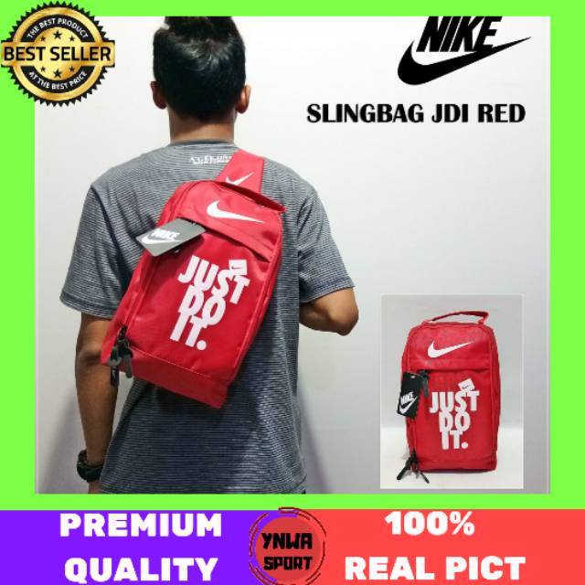 TAS SLING BAG SELEMPANG PRIA COWOK NIKE MERAH / TAS SEPATU OLAHRAGA SEPAKBOLA BASKET / TAS PUNGGUNG