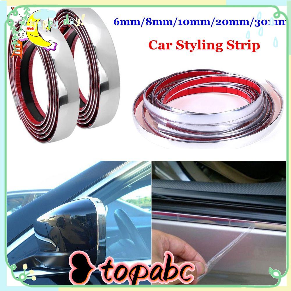 TOP Auto Styling Protector Trim Tape Bright Edge Guard Sticker Bumper Decor Strip Anti-Collision Exterior Interior Car Door Decoration Self Adhesive Chrome Plate