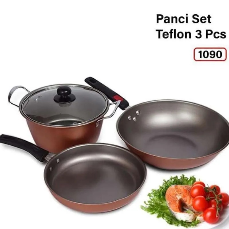 PANCI SET TEFLON SERIES QM 2432 ISI 3PCS PAKET HEMAT