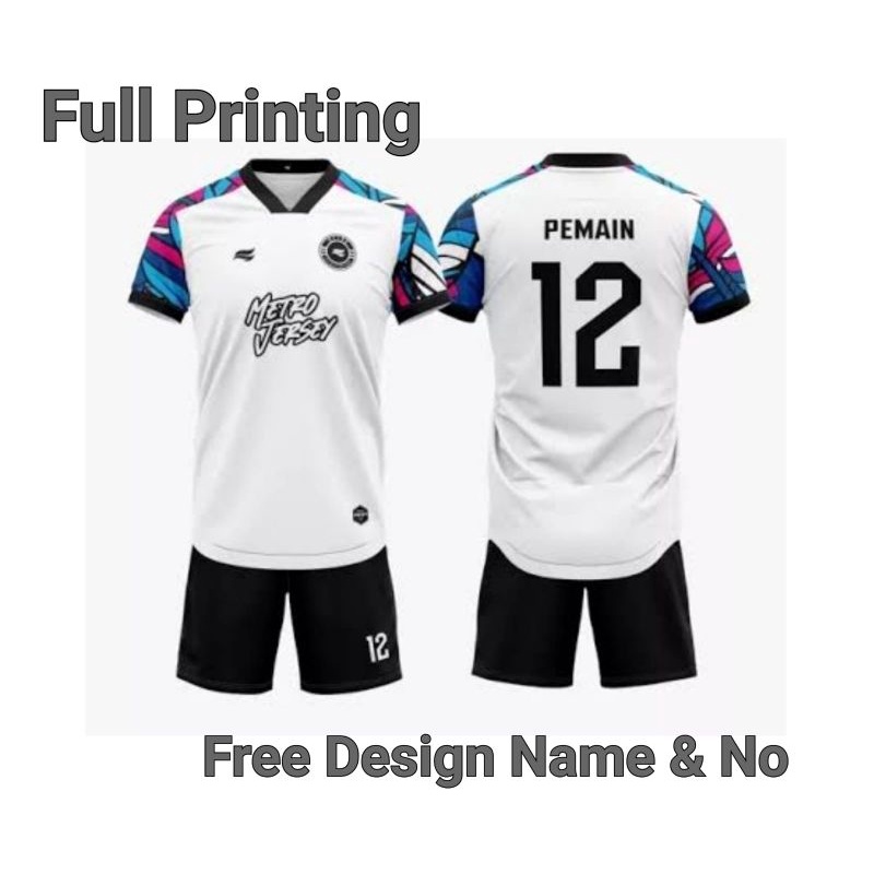 GS Jersey Setelan Futsal Jersey Sepakbola Custom Printing Free Design Nama Dan Nomor Hitam Putih 2