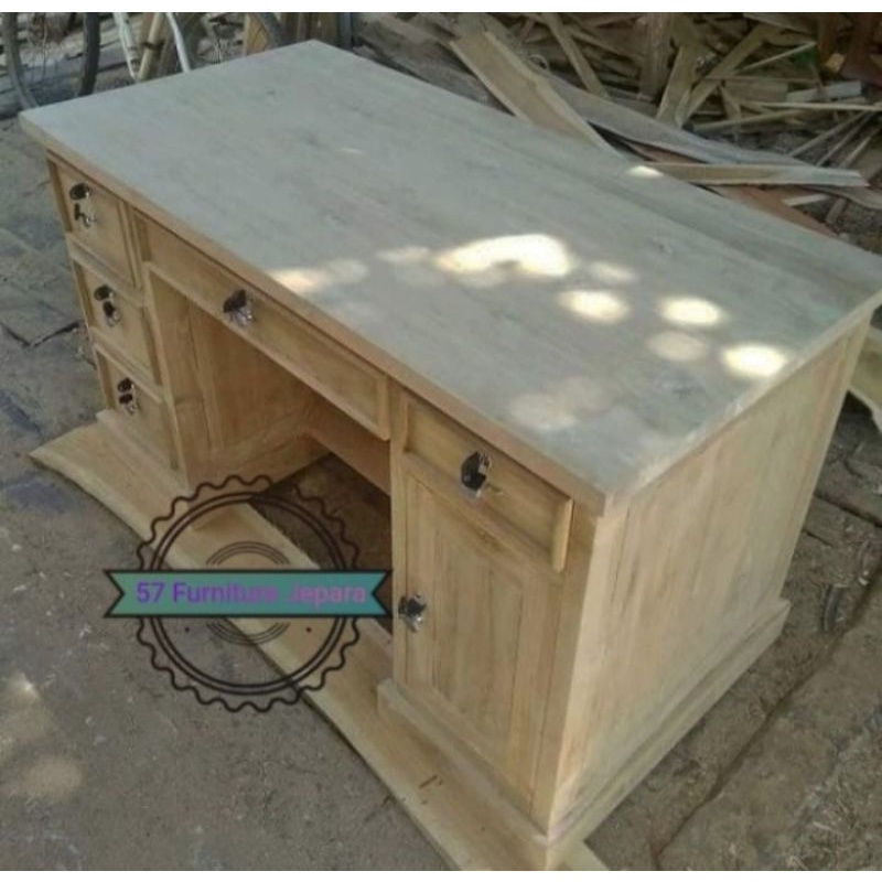 Meja Kerja/ Kantor Kayu Jati - Meja Laci - Mentahan