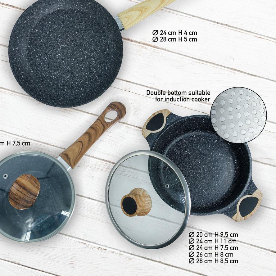 ❉ Wajan Panci Penggorengan Anti Lengket Non-Stick Medical Stone ☞