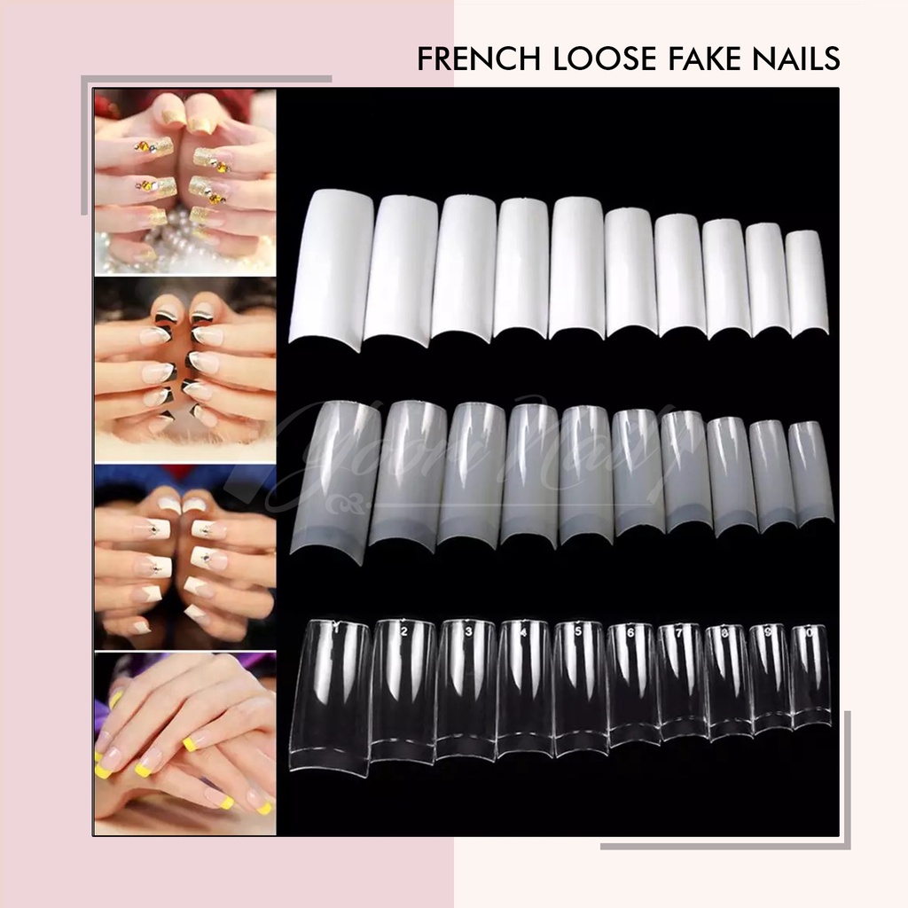 500pcs french nail loose extension kuku palsu fake nails french nail tip kupal nail tips