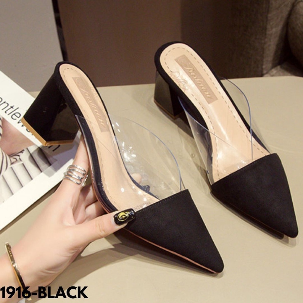 HEELS WANITA CLASSY ELEGANT NYAMAN BAGUS BAHAN KULIT IMPORT 1916