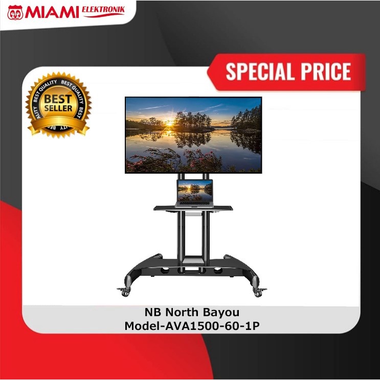 NB North Bayou Mobile TV Cart Rooling TV Stand with Wheels for 32 to 70 Inch LCD LED OLED Plasma Flat Panel Screens up to 100lbs AVA1500-60-1P (Black)