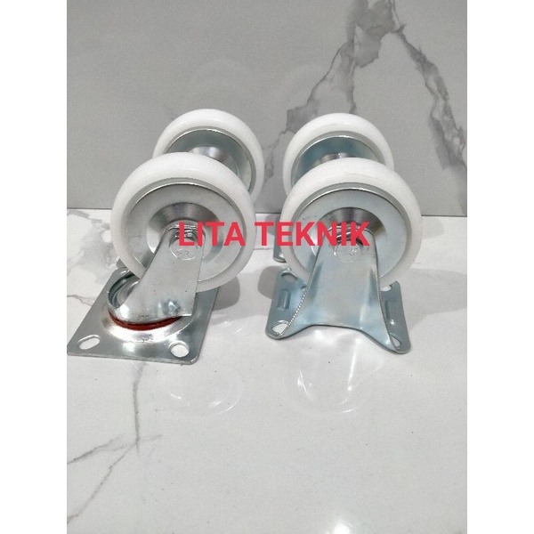 roda etalase roda troly 3&quot; nylon putih