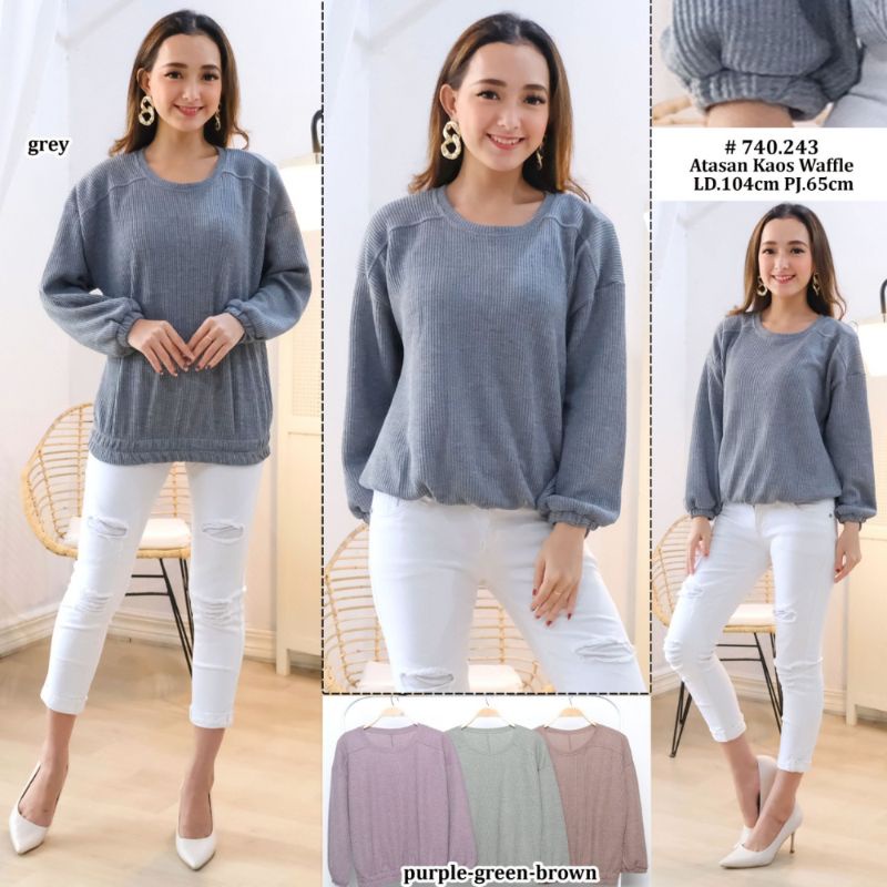 alesha knit, rajut uniqlo, atasan rajut, blouse rajut, knit blouse, rajut jumbo, atasan rajut