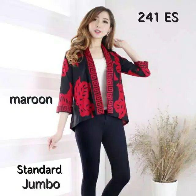 Outer Blazer Batik Lengan Panjang Bahan Katun Stretch, 241 Vd#