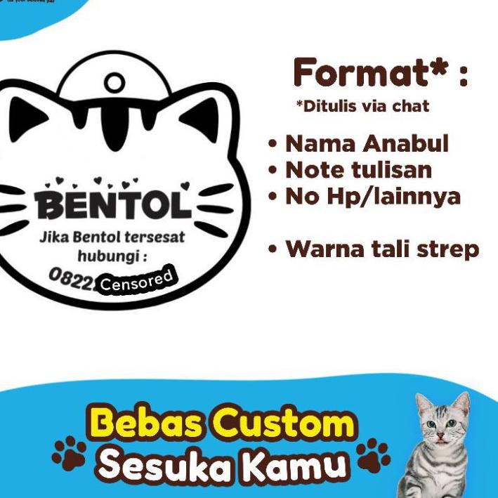 한국 K051 - Kalung Nama Custom Kucing Anjing Lucu Ukir Identitas Pemilik Alamat Nomor HP Aksesoris Hewan Special