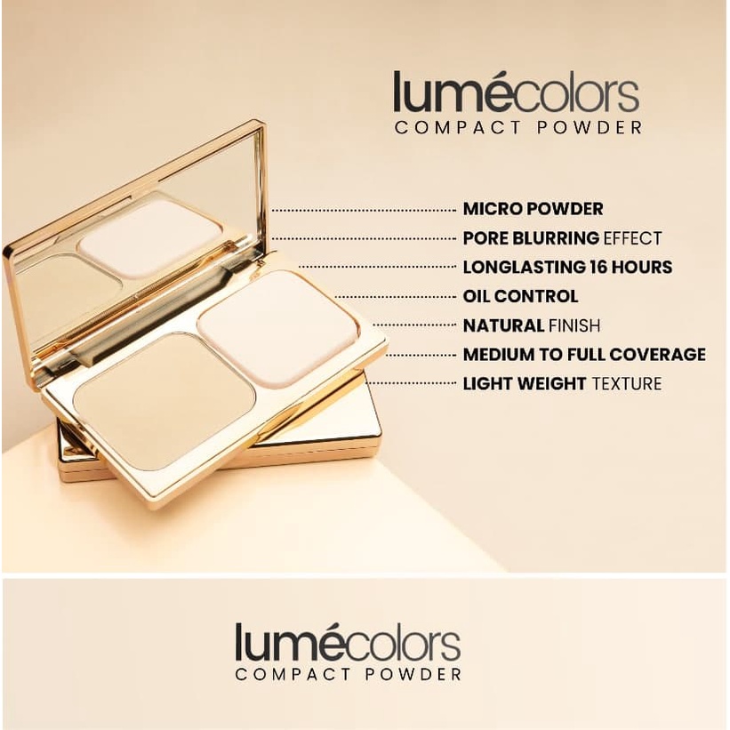 Lumecolors Compact Powder Two Way Cake with Oil Control Bedak Padat Lumecolors Tahan Hingga 16Jam