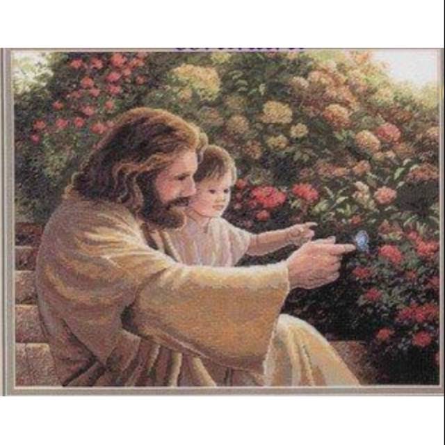 DIY Paket kristik Yesus dan anak Jesus and child cross stitch kit 14ct embroidery sulaman jahitan ke