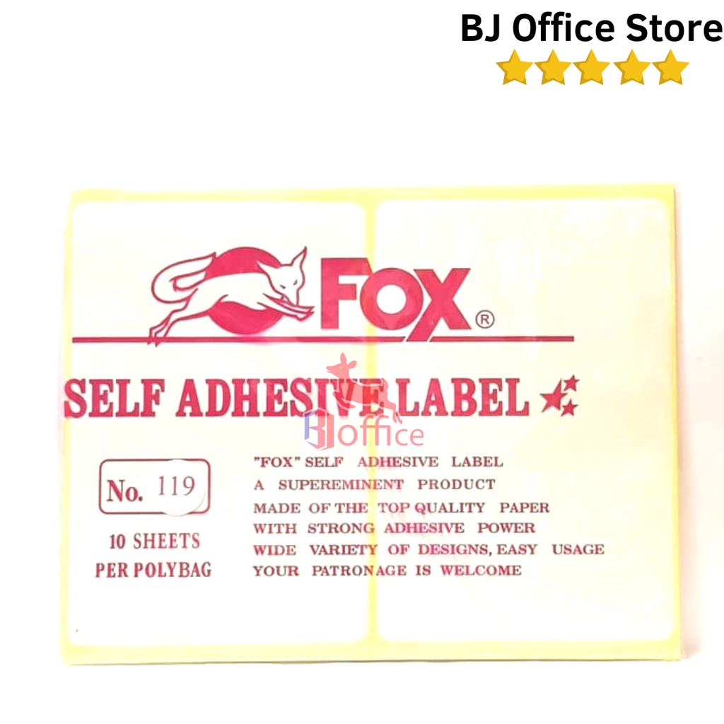 

Kertas / Label Stiker Fox No. 119 ukuran 102 x 152 mm