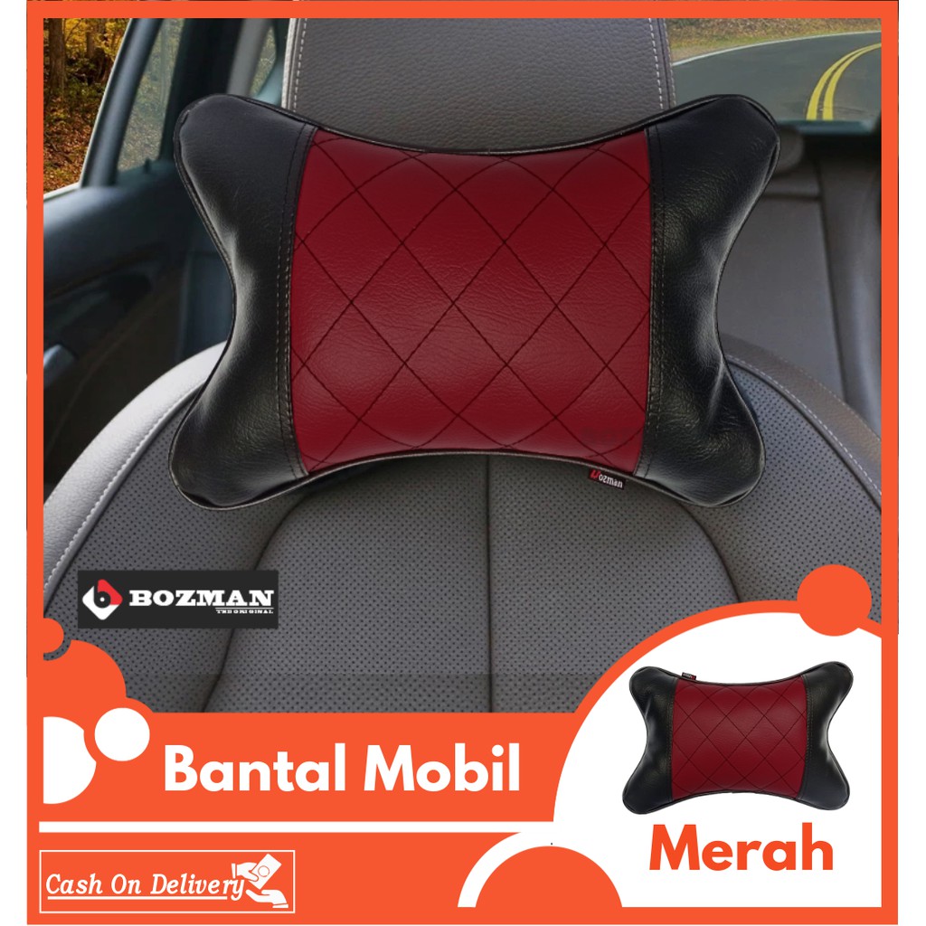 Bantal Mobil Kulit Sintetis Premium/Headrest Mobil