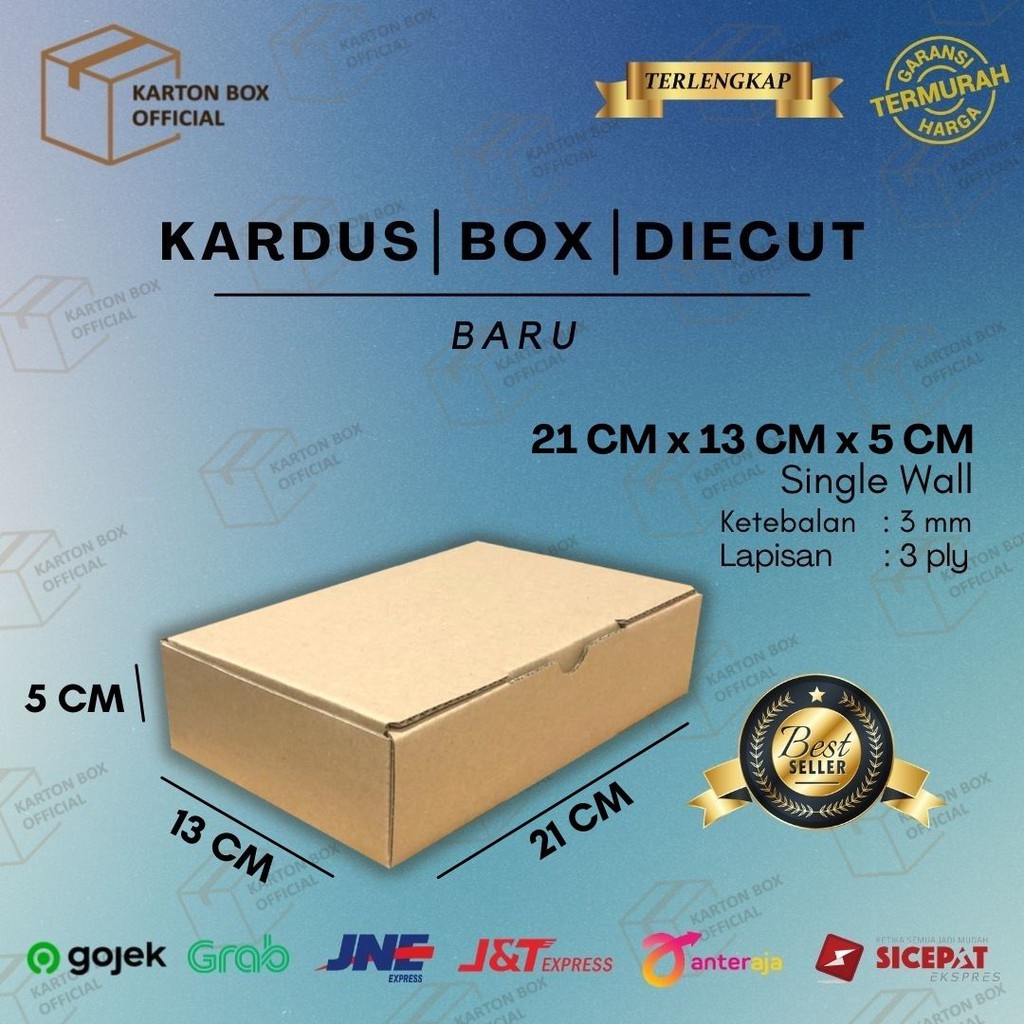 

Kardus Box Die Cut 21x13x5 CM Kotak Dus Packing Hampers Baru Polos