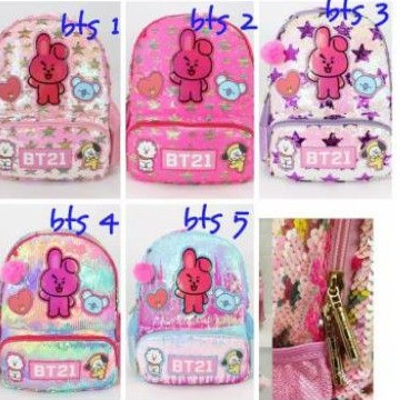 Tas Sequin BTS BT21 / Tas ransel sequin SD BTS BT21 / Tas ransel BTS / Tas BT21