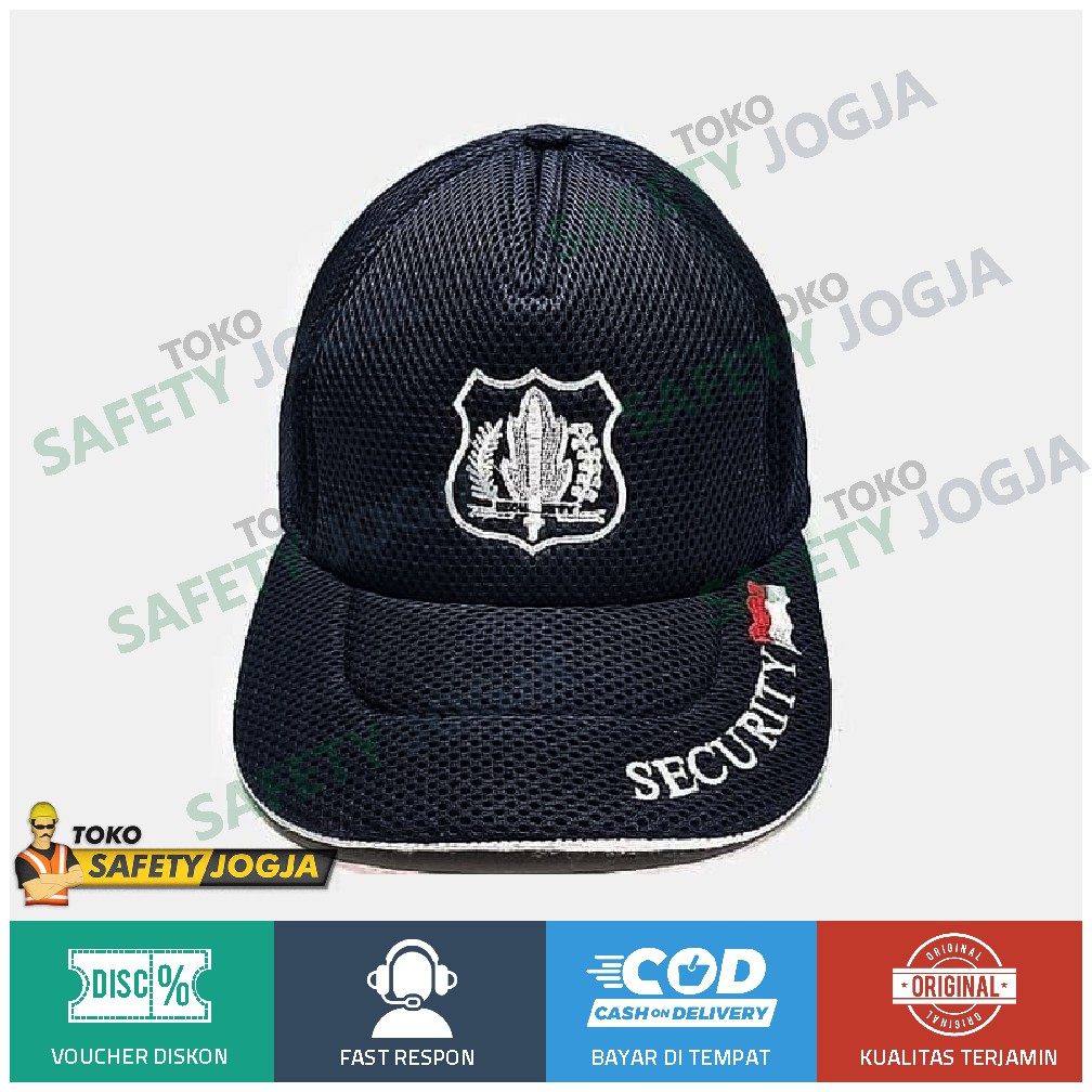 TOPI SECURITY SATPAM JARING BORDIR - Hitam