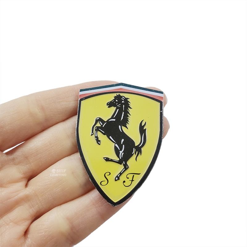 2pcs Stiker Emblem Logo SJ Ferrari Bahan Aluminum Untuk Bagasi Belakang Mobil