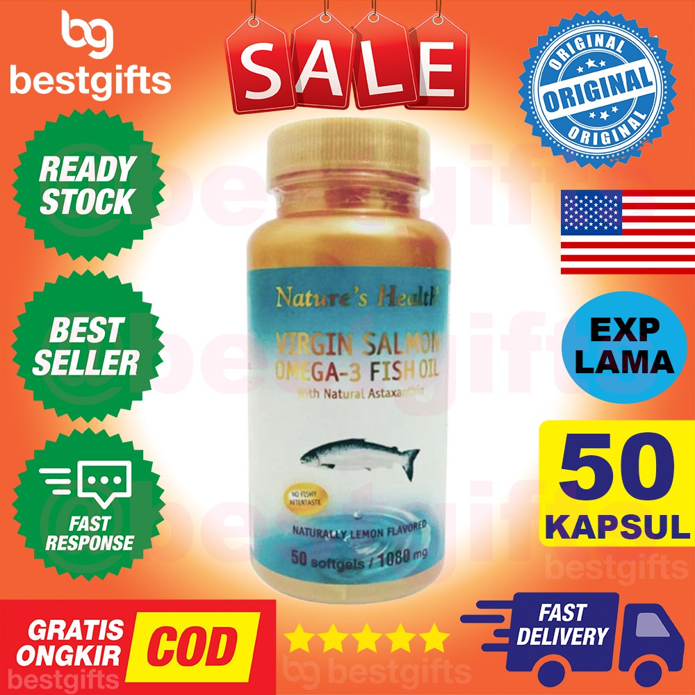 NATURE'S NATURES NATURE HEALTH VIRGIN SALMON OMEGA 3 FISH OIL DAYA INGAT PIKIR KONSENTRASI 50 KAPSUL