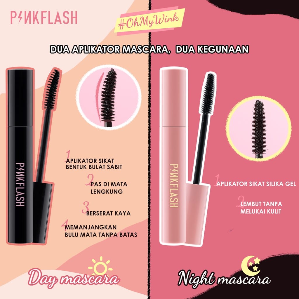 PINKFLASH OhMyWink Maskara Day &amp; Night Lengthening Volume Waterproof Longlasting Mascara / BB