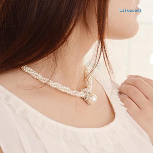 Kalung Choker Rantai Dengan Liontin Mutiara Imitasi Untuk Wanita