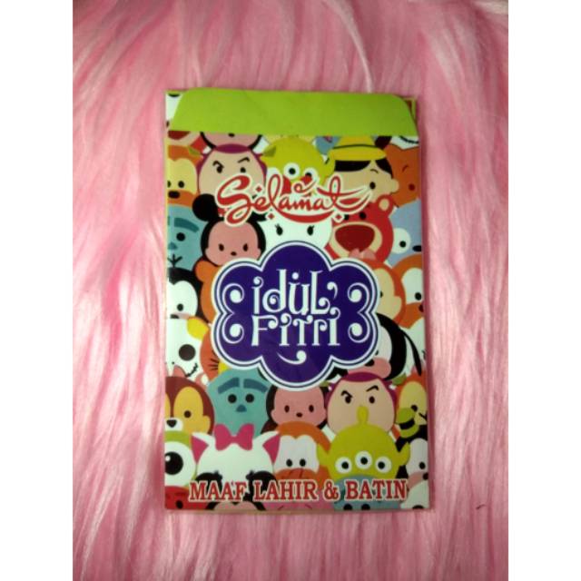 

Amplop lebaran 2025 motif tsum tsum hijau /anak cewek