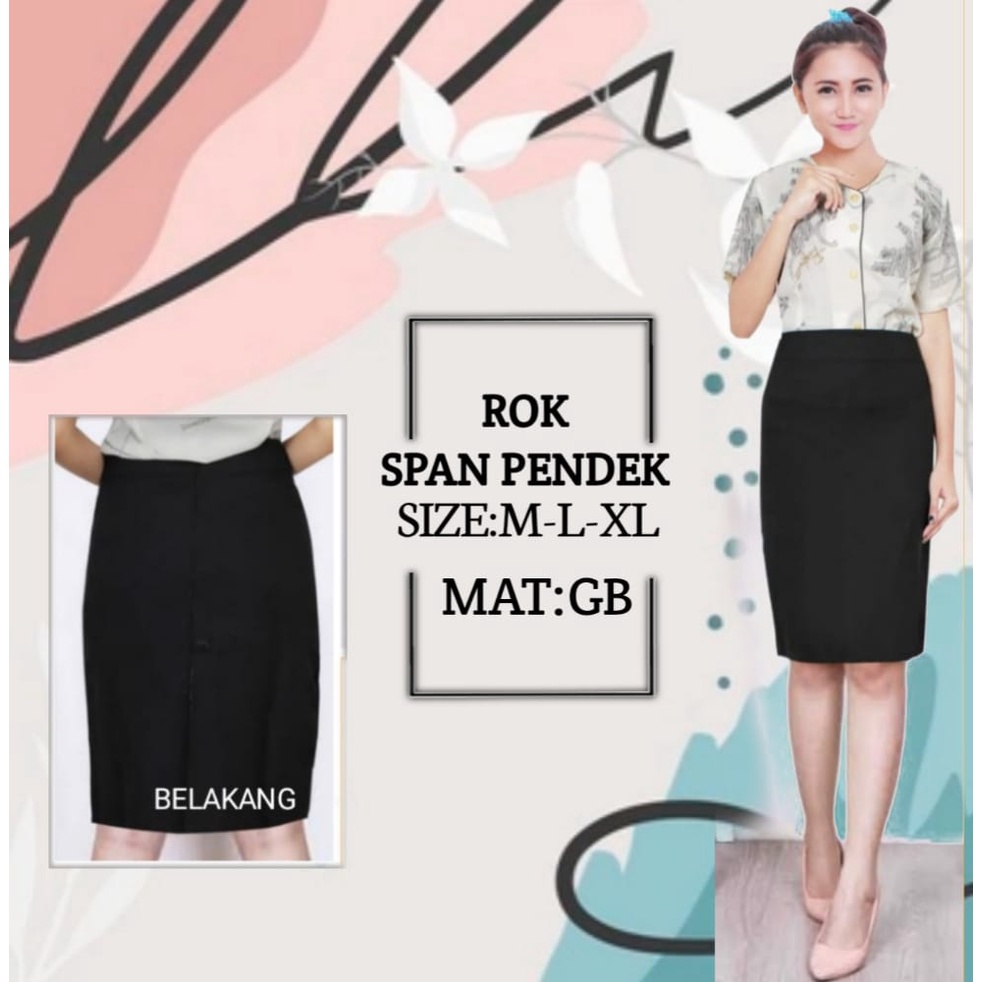 Rok Kerja Pendek Hitam Span 3/4 Bahan Formal Kantor Rok Pendek Rok Span Rok Hitam (BISA COD)