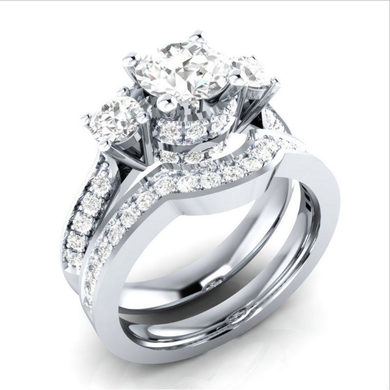 SeuSuk Fashion Luxury Diamonds Rings Couple Rings for Wedding Engagement Jewelry