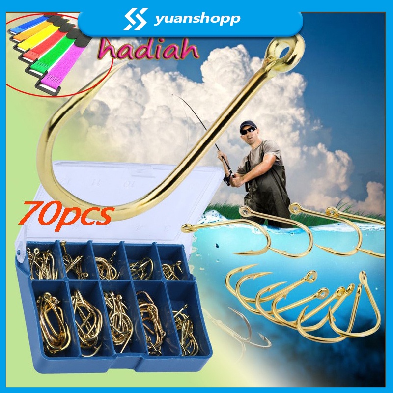 Pancing Fishing Hook Kail ikan 1 kotak 70pcs kail pancing emas