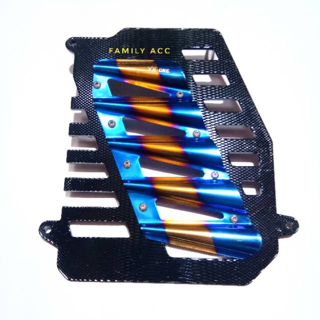 Cover Tutup Radiator Two Tone Carbon Biru Gold Full CNC PnP Yamaha Nmax - Aerox