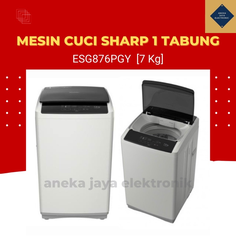 Mesin Cuci SHARP 1 Tabung ESG876PGY [7 Kg] // Mesin Cuci 1 Tabung Sharp