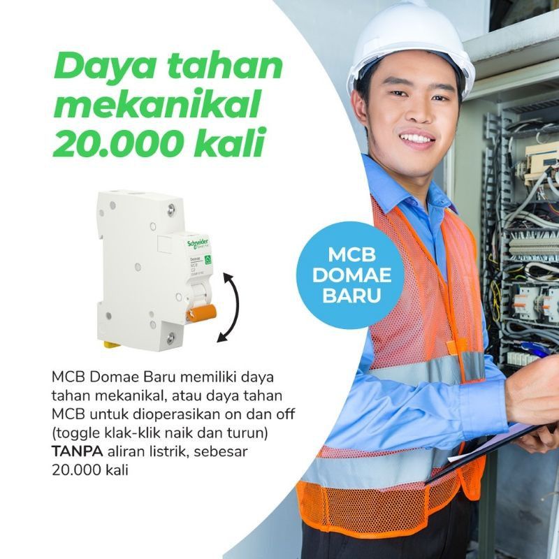 MCB Schneider MCB Domae 1P Phase 2A, 4A, 6A, 10A, 16A, 20A, 25A, 32A Amper Ampere ORIGINAL /MCB listrik bagus / MCB murah