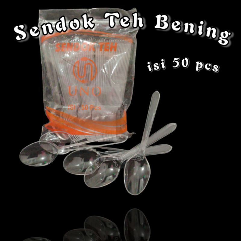 sendok teh bening (isi 50 pcs) sendok plastik kecil