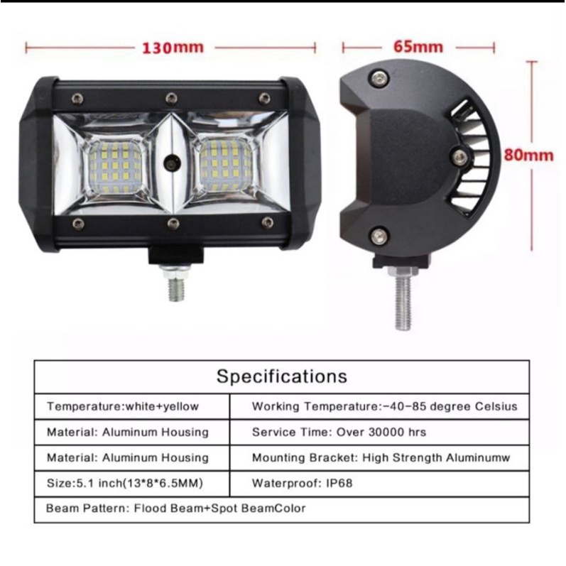 Lampu tembak sorot cree 18 mata led 36 watt cree work light 12-24voltt motor mobil waterproof