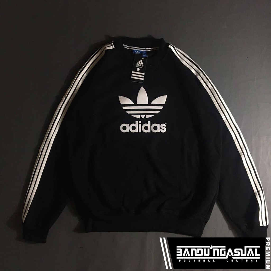 CREWNECK "ADIDAS" BIG LOGO (BLACK STRIP WHITE)