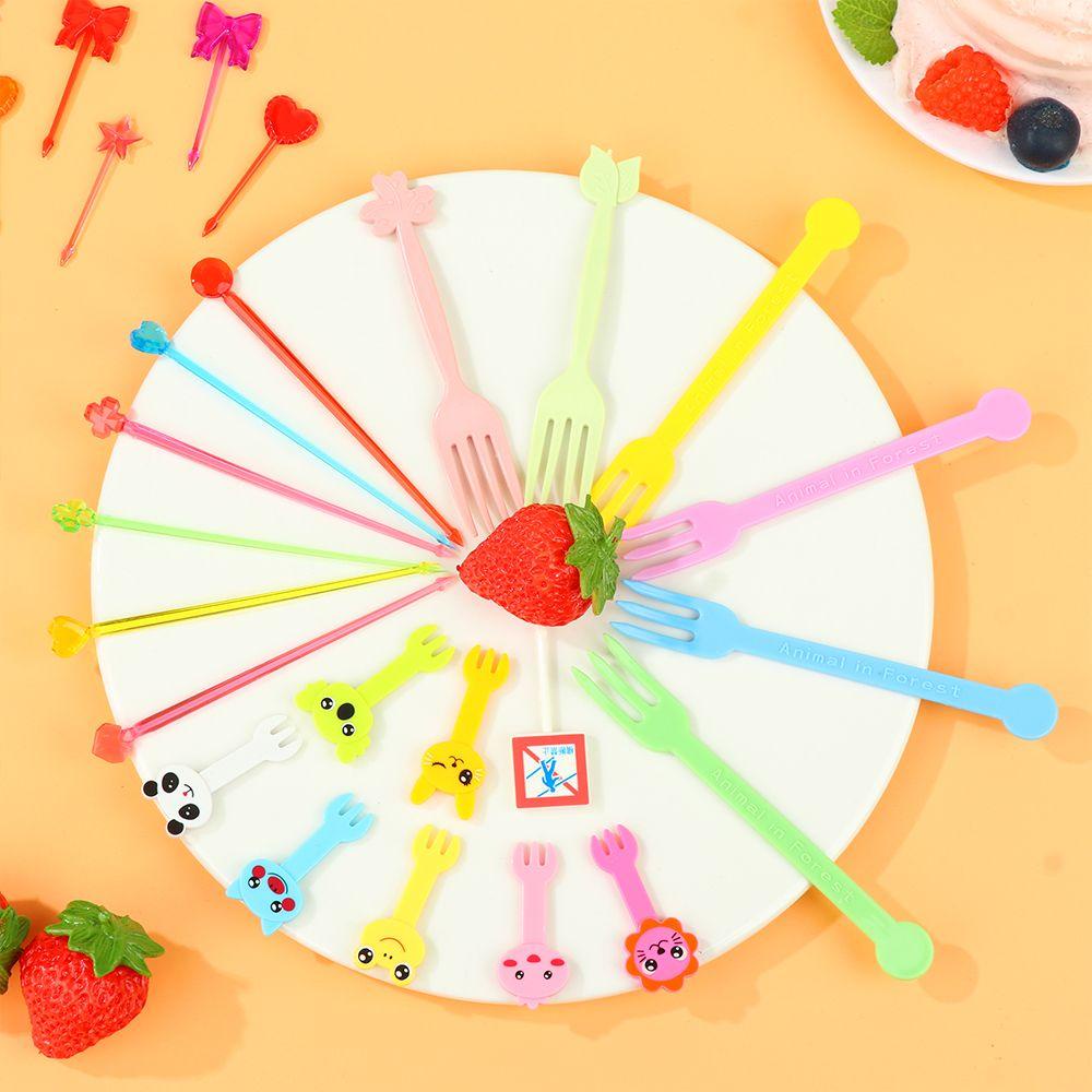 SOLIGHTER Plastic Fruit Fork Kitchen Bento Accessories Toothpick Party Decoration DIY Cartoon Children Picks