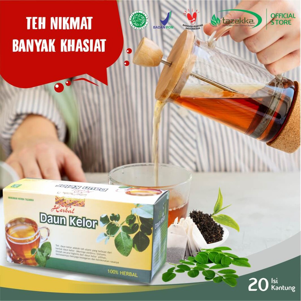 

Teh Daun Kelor Celup Moringa Herbal Tazakka Original.