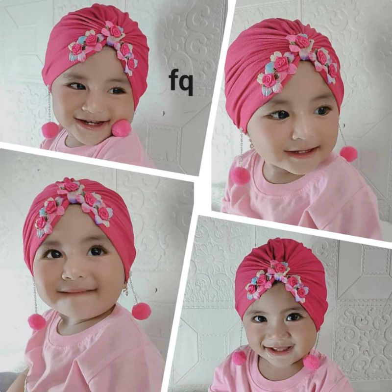 Turban anak pita salur mutiara mute
